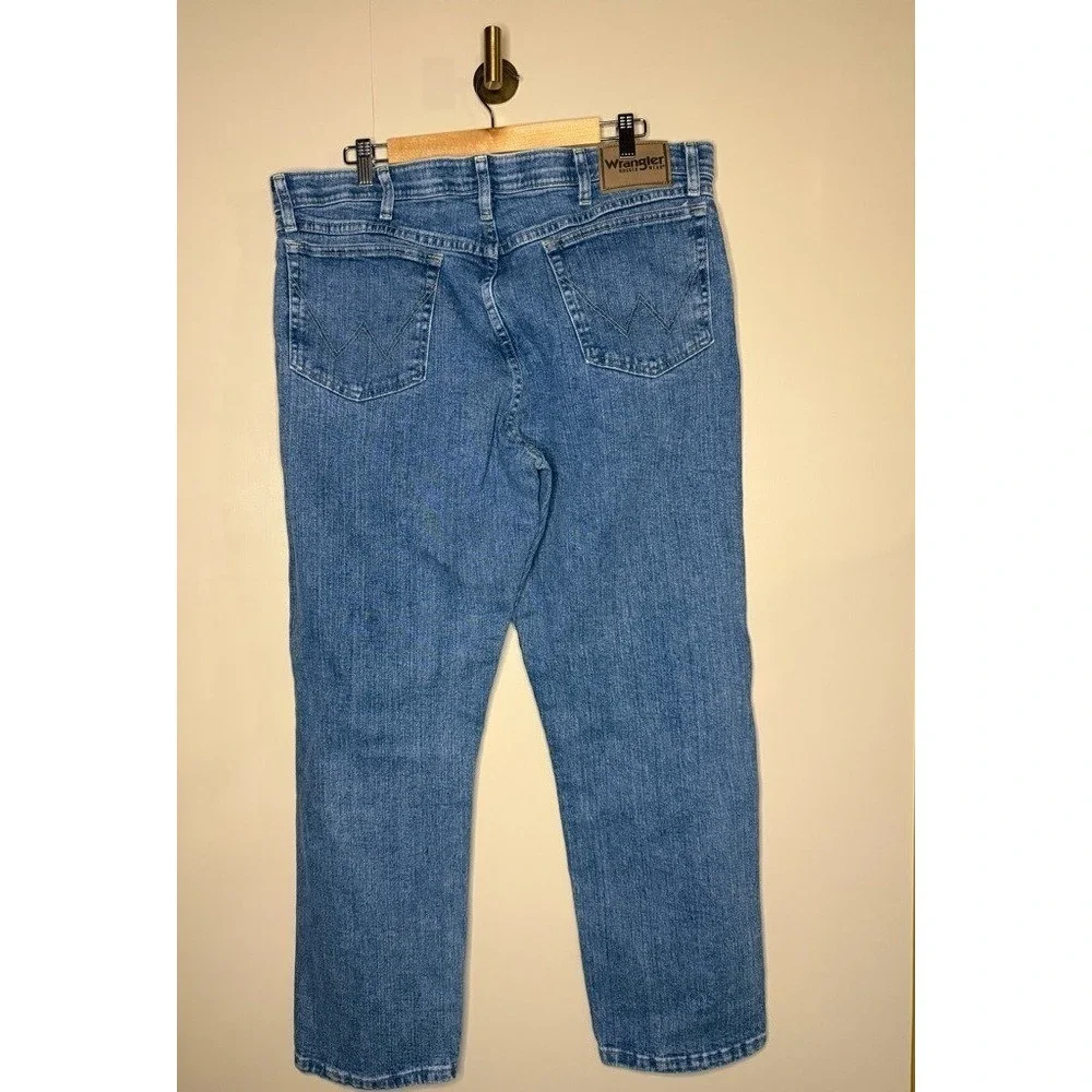 Wrangler Flex Comfort Straight Leg Jeans 38x30‎ Blue Stretch Denim Mens